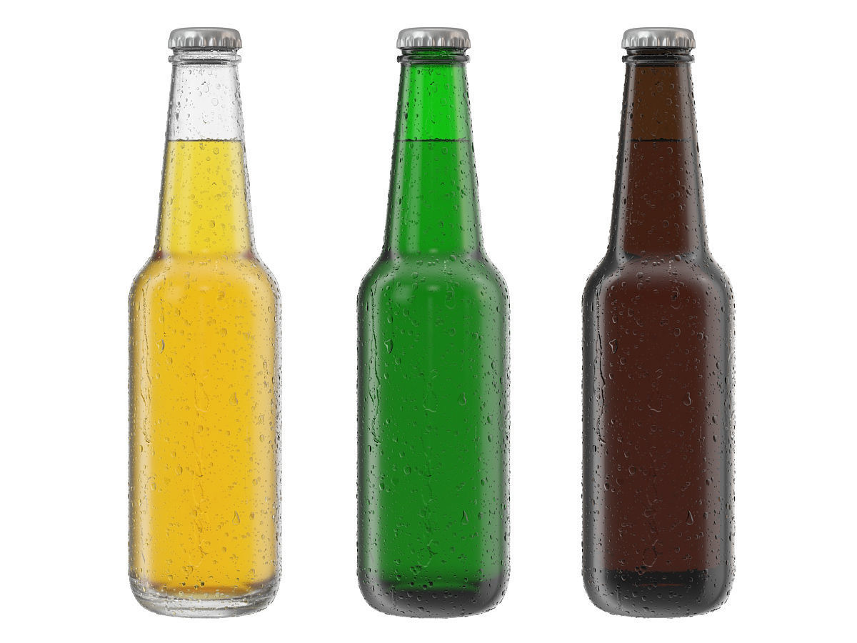 Beer bottle with water droplets