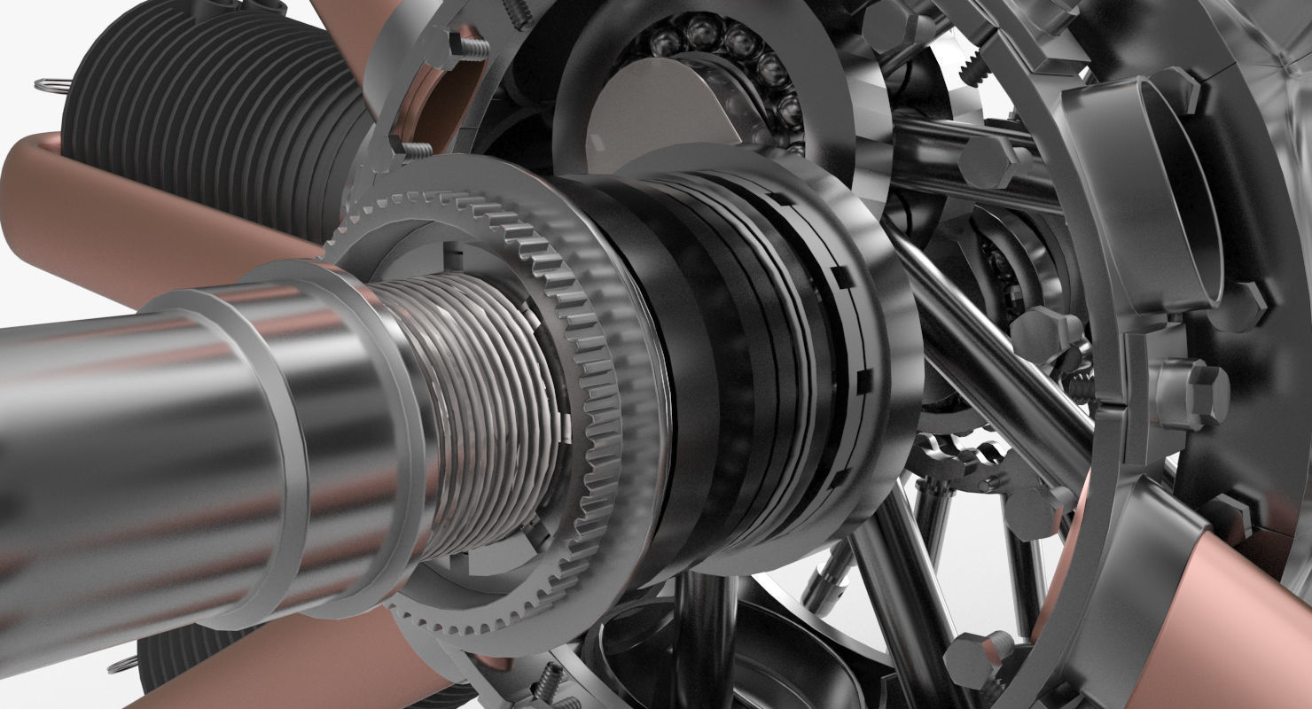 Clerget 9B rotary engine 3D model CGTrader