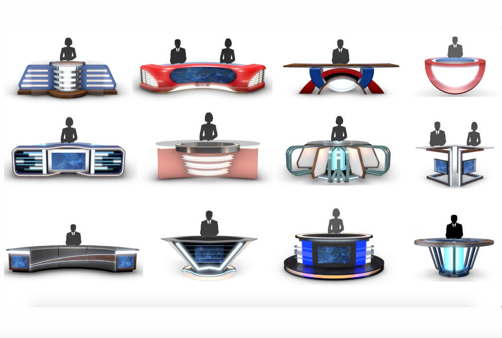Virtual TV Studio News Desk Collection 12 Pieces
