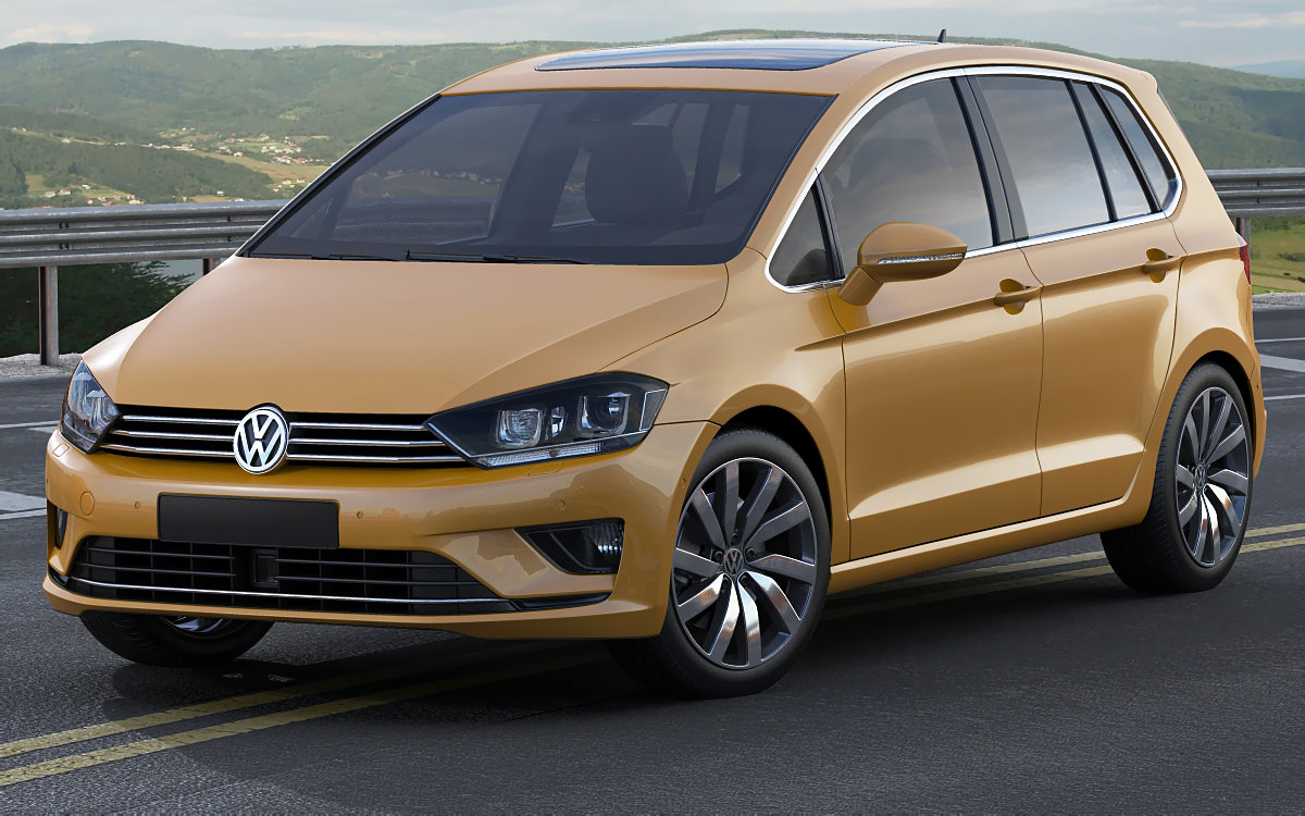 VW Golf Sportsvan 2014 3D Model MAX OBJ 3DS FBX C4D LWO LW ...