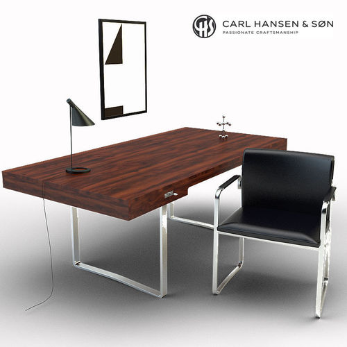 Table 3d Chair Ch111 Wegners Ch110 Desk Set Cgtrader 3d Chair Ch111 Wegners Ch110 Desk Set Model