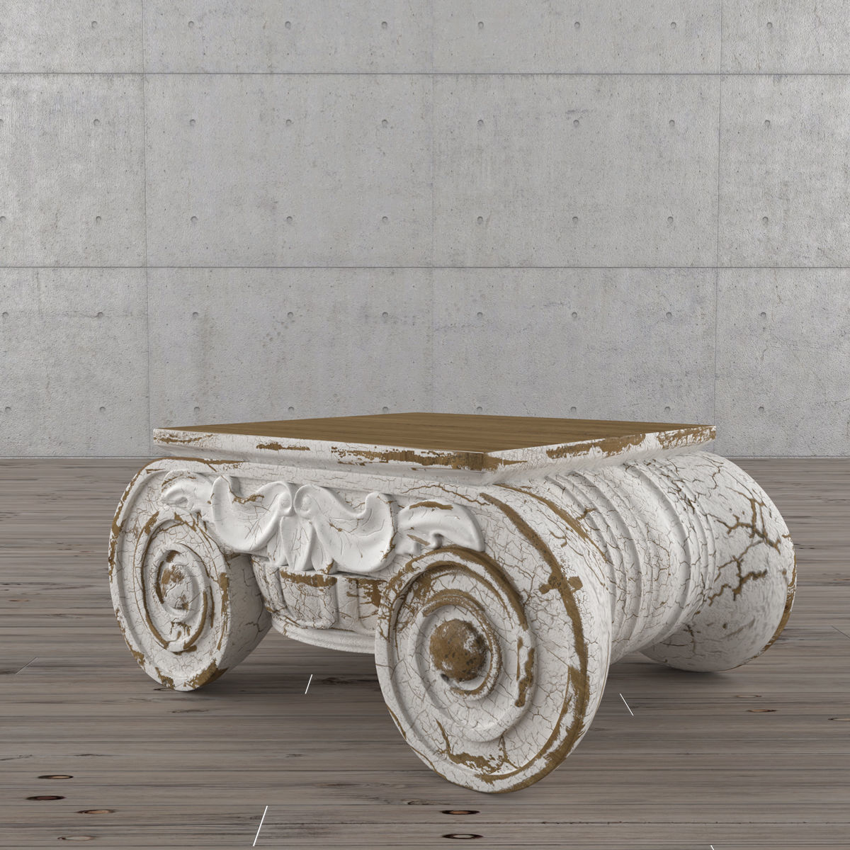 Distressed Ionic Capital Coffee Table 3d Cgtrader