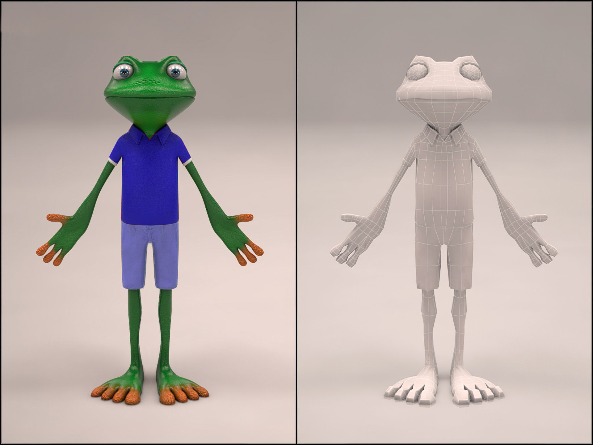 3D model Frog cartoon character mesh VR / AR / low-poly | CGTrader