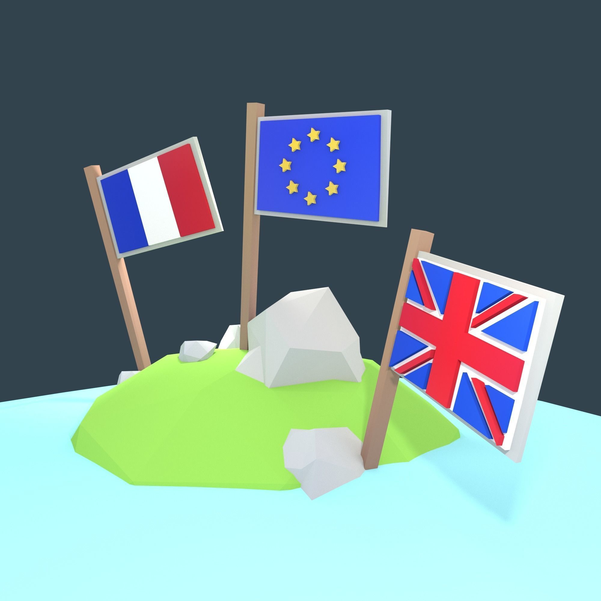 Stylized low poly flags - Exit EU Package