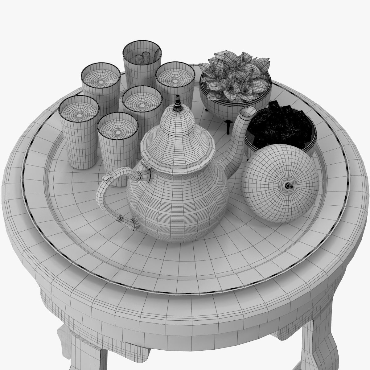 Moroccan Tea Set 3D model CGTrader