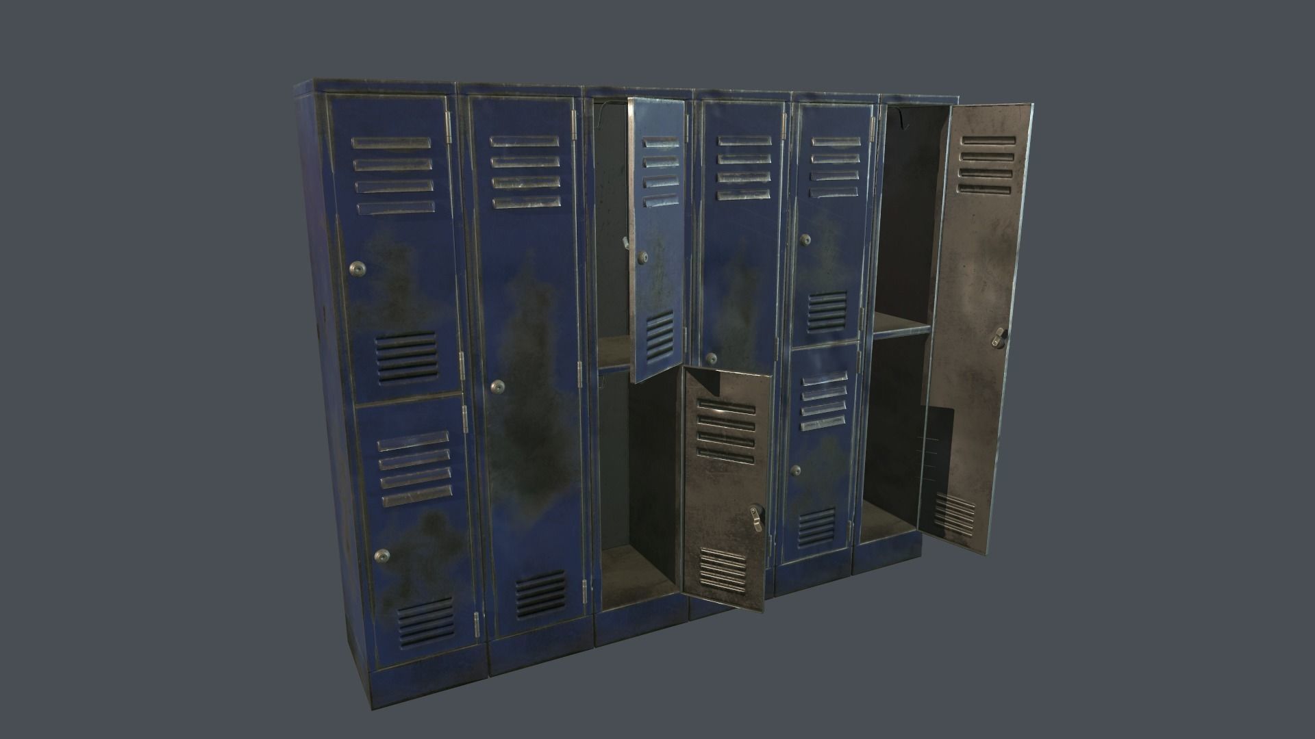 3D model Old Damaged Metal Locker PBR Game Ready VR / AR / low-poly ...