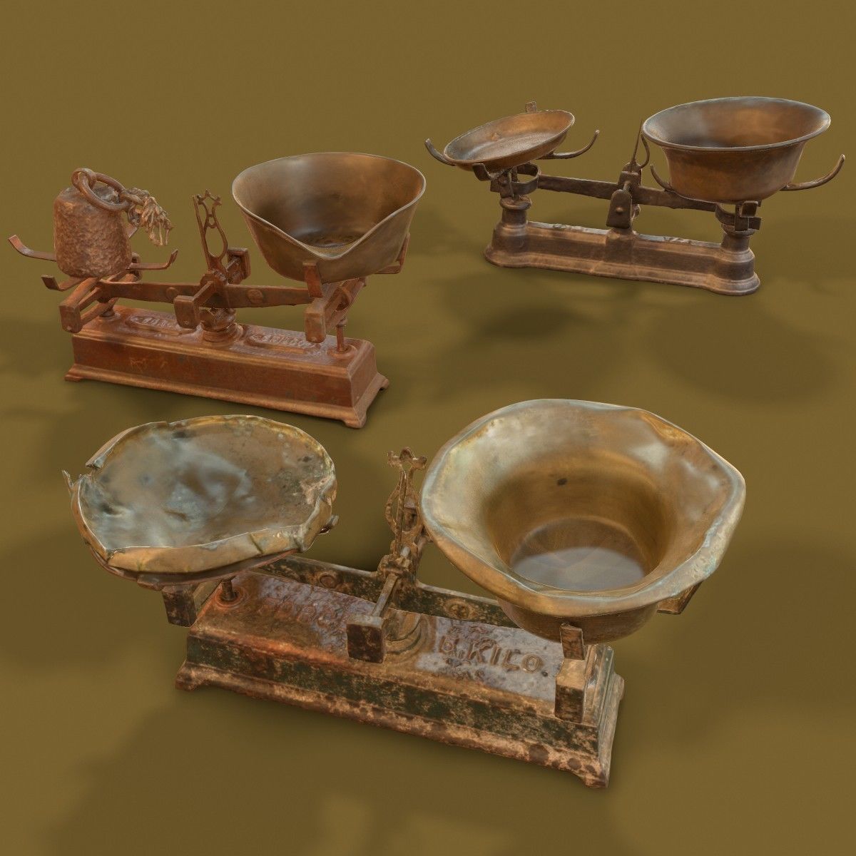 3 Old Rusty Scale Collection