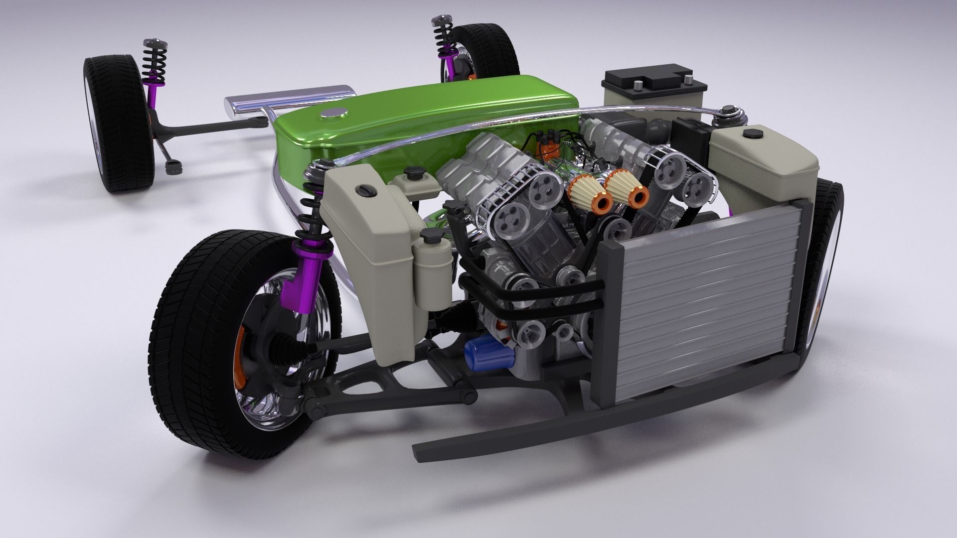Custom Car 3D Model rigged .obj .blend .mtl