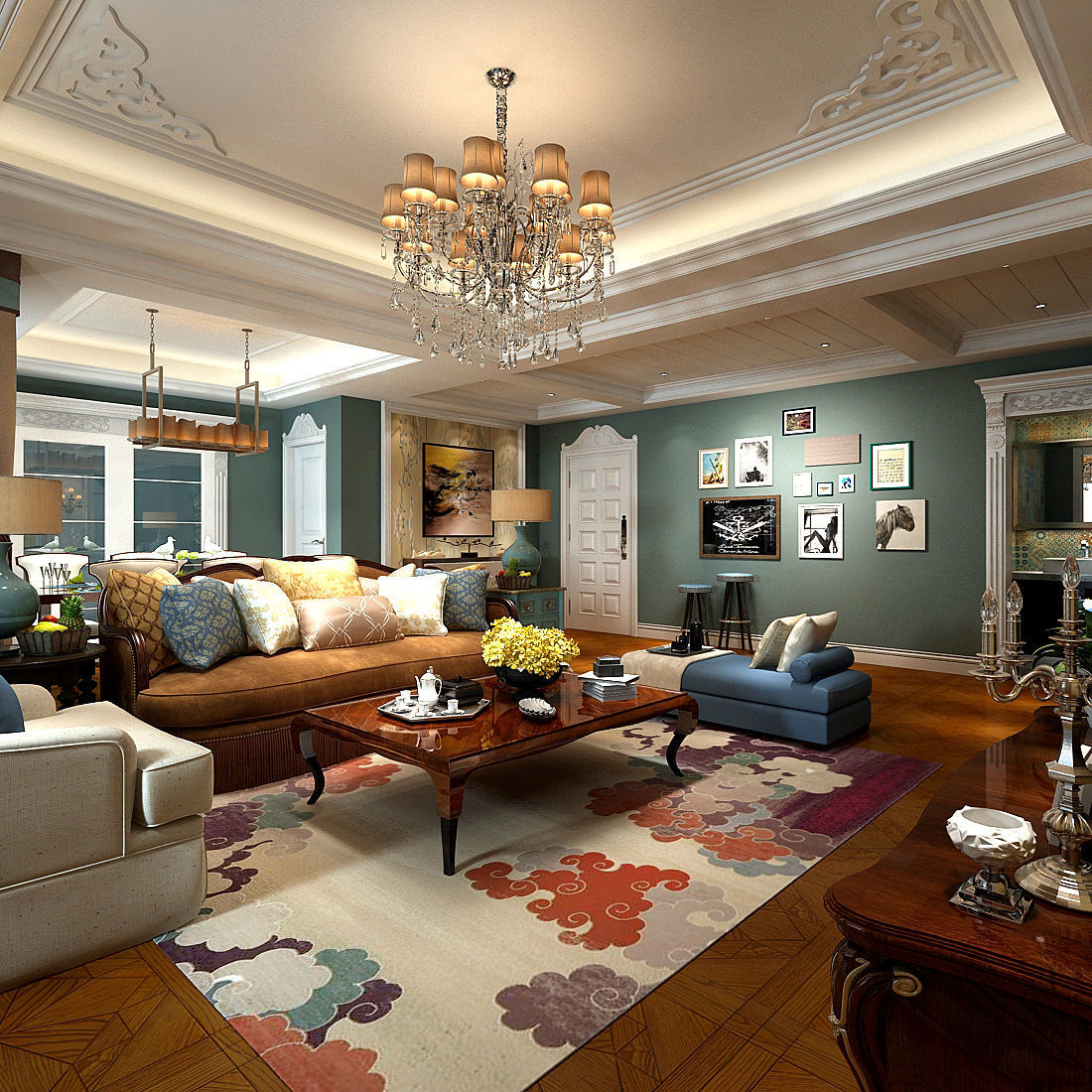 3d Model Luxurious American Living Room Cgtrader American Living Room 3d Model Max 1