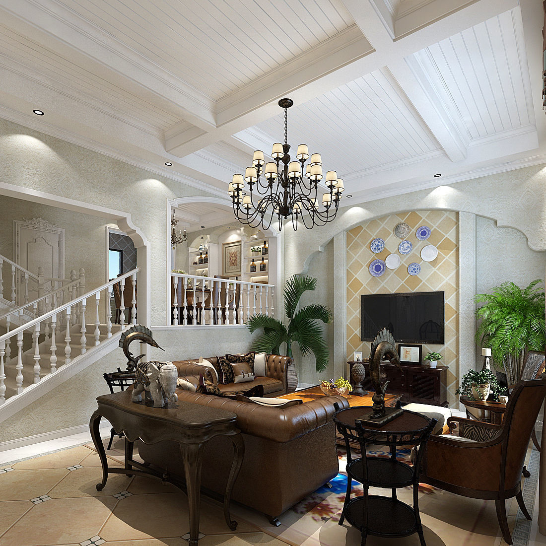 Fashion American Living Room 3D CGTrader