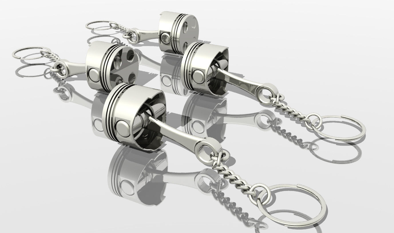 Piston KeyRing 3D model 3D printable CGTrader