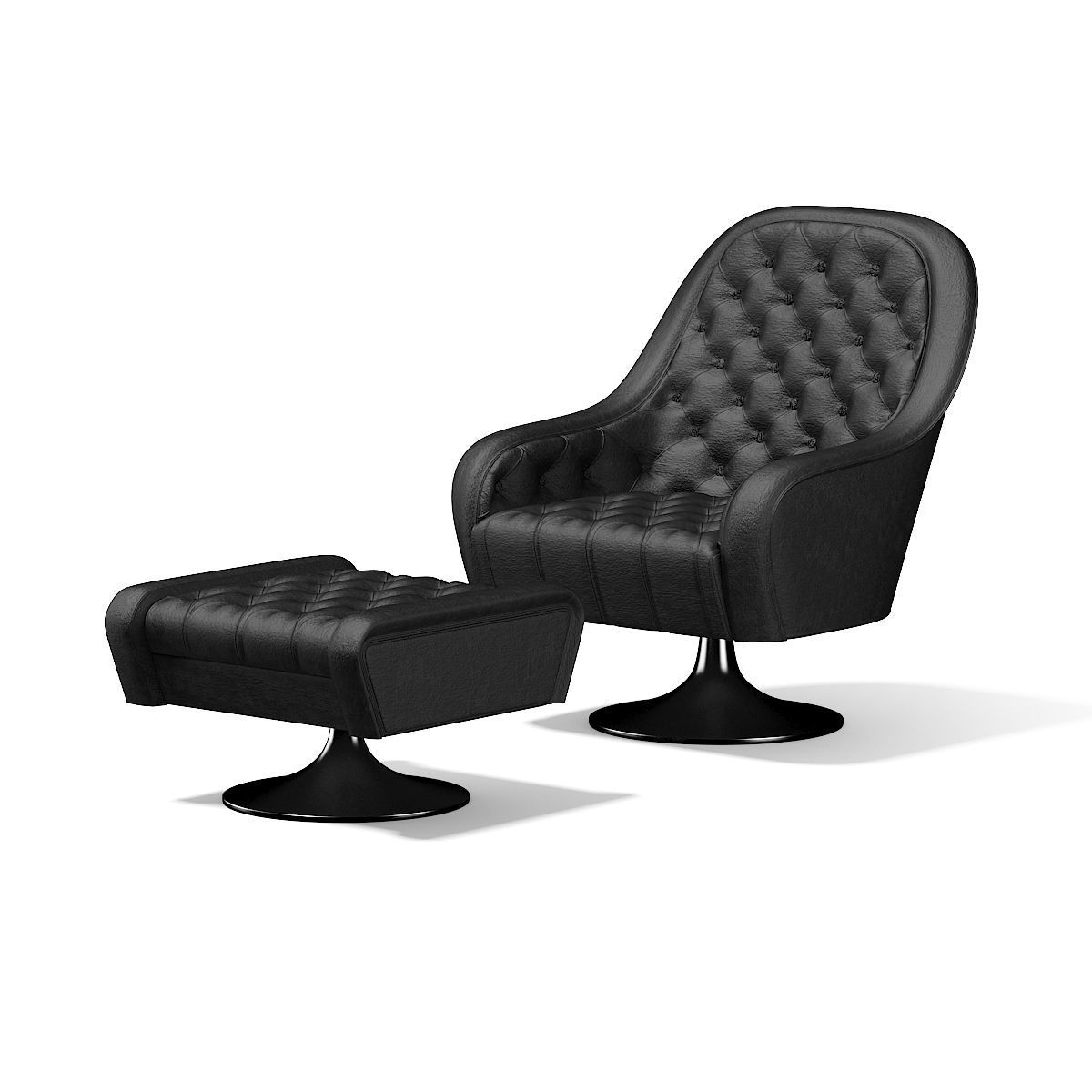 Leather Armchair with Footrest 3D model CGTrader