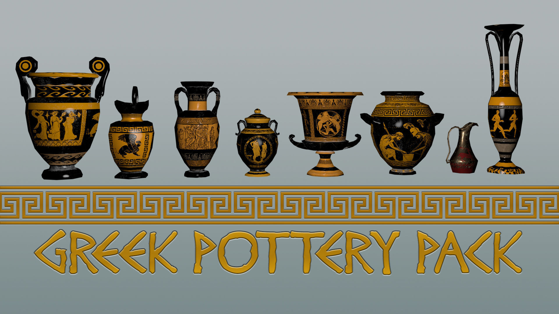 3D model Ancient Greek Pottery Game Pack VR / AR / lowpoly CGTrader