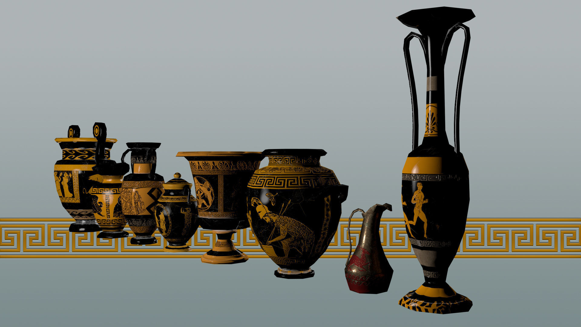 3D model Ancient Greek Pottery Game Pack VR / AR / lowpoly CGTrader