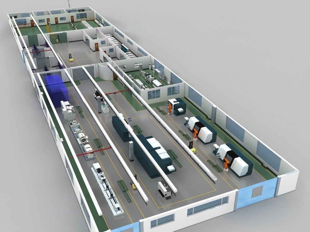 Factory indoor and production equipment