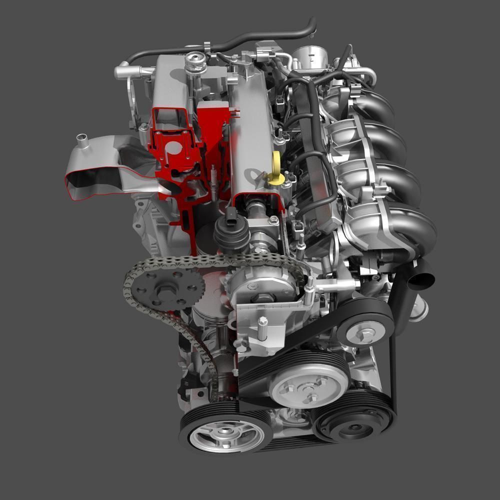 Car 4 Cylinder Engine Cutaway 3D model | CGTrader