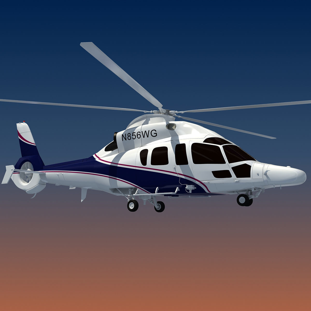 White Eurocopter EC155 3D Helicopter