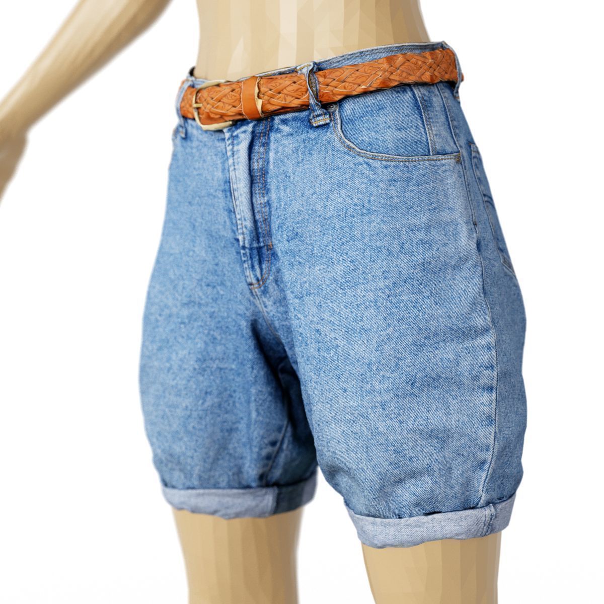 3D model Shorts Jeans Brown Belt Women Fashion VR / AR / lowpoly
