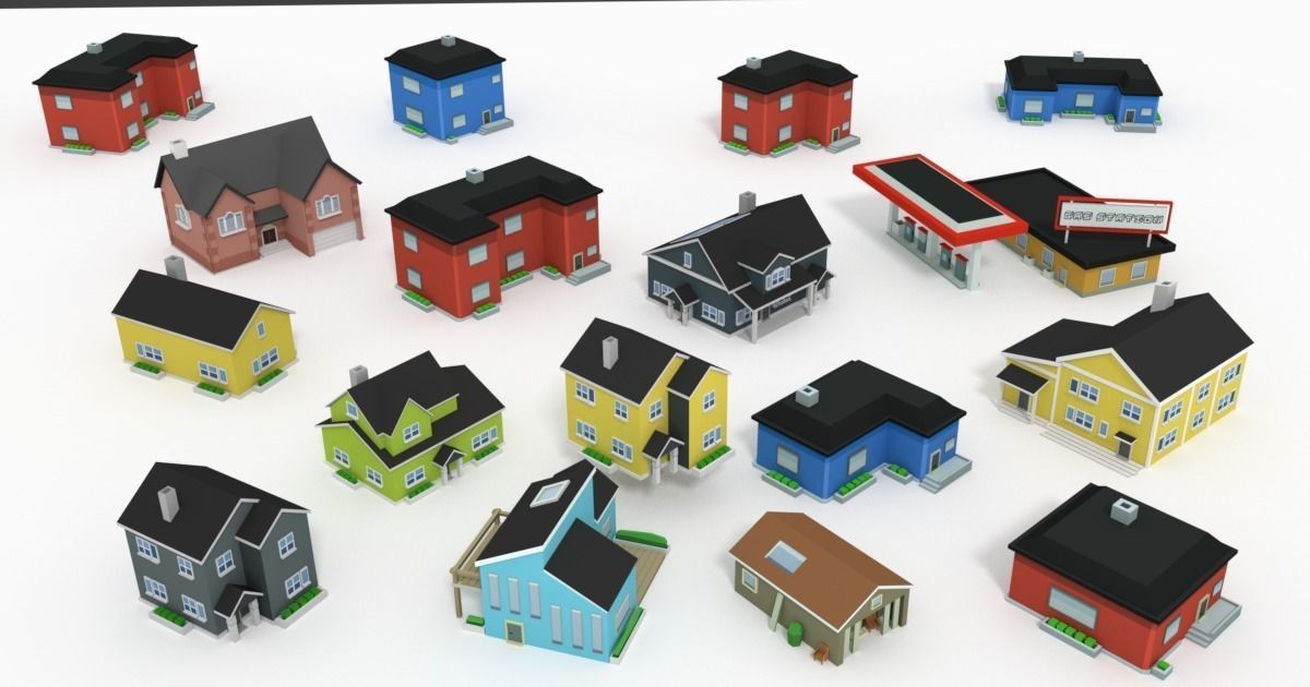 Low Poly Buildings Suburb