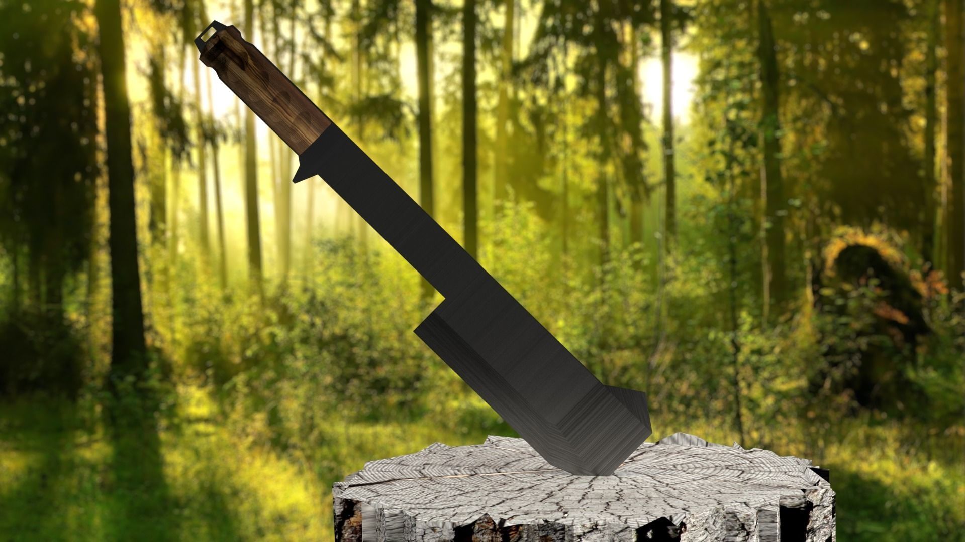 3D 26 Inch Steel Tactical Machete Cleaver Knife | CGTrader
