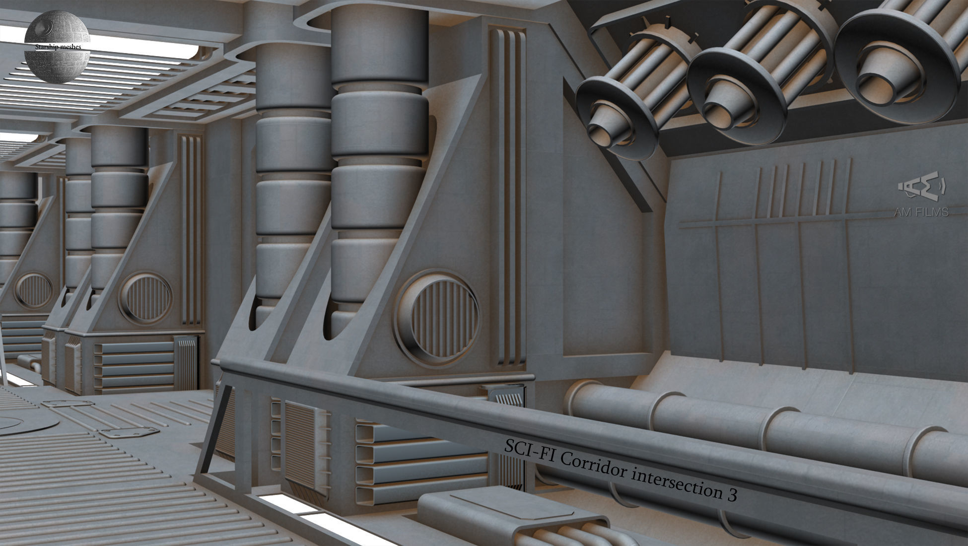 Sci-fi Corridor intersection 3  3D model