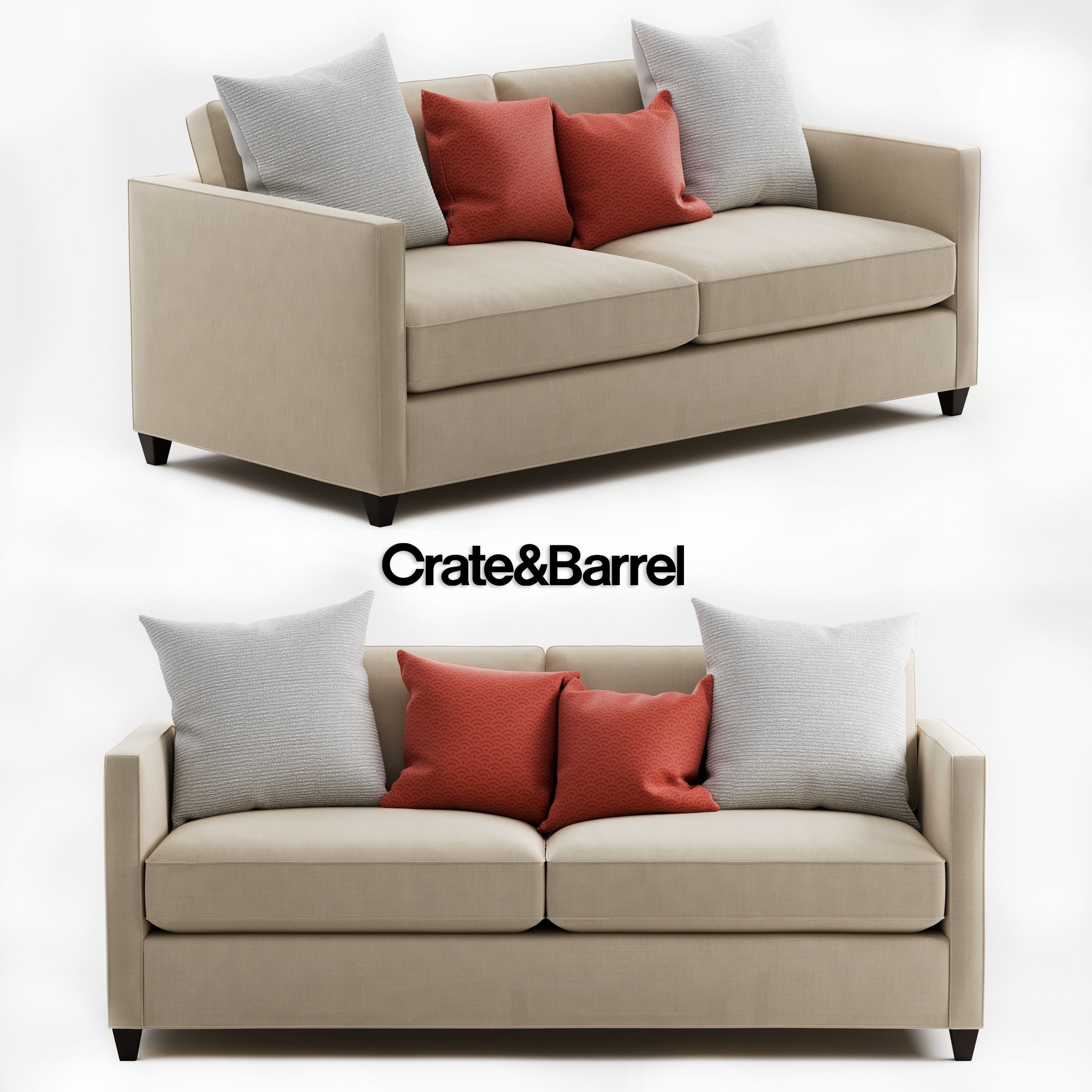 Crate and Barrel Dryden Apartment Sofa 3D model CGTrader