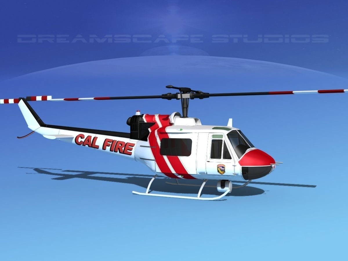 Bell 205 CALFire 3D model animated rigged | CGTrader