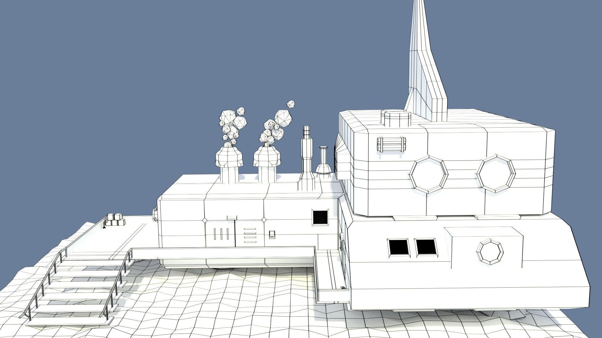 3D model Low Poly Cartoony Sci Fi Building 3 VR / AR / low-poly | CGTrader