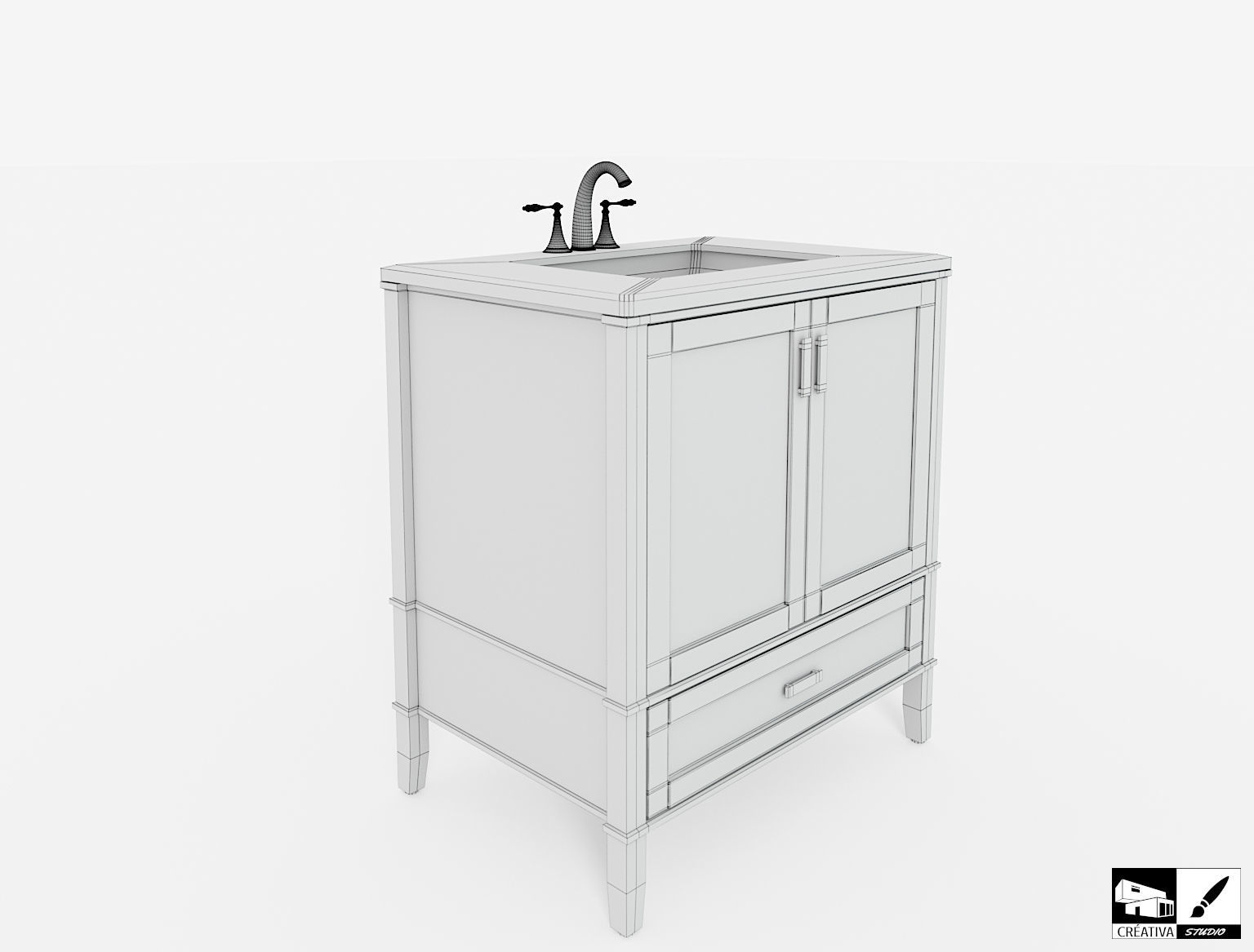 Contemporary Bath Vanity free 3D model | CGTrader