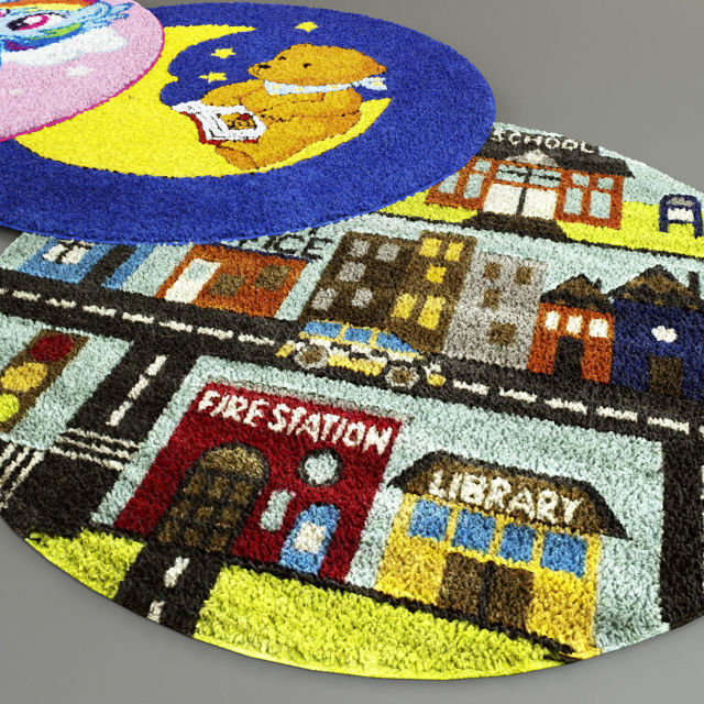 Round rugs for kids room 3D model | CGTrader