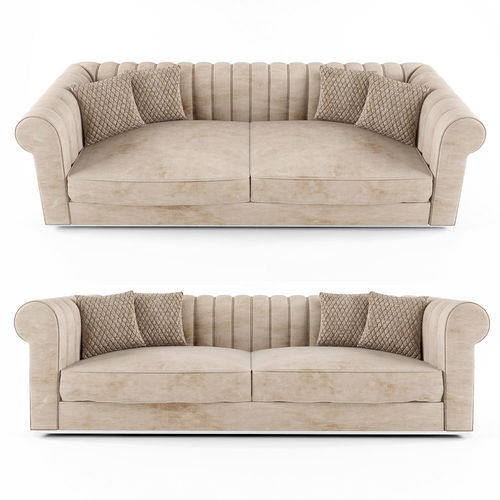 Large Modern Padded Nubuck Leather Italian Sofa Model