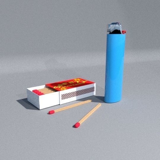 Lighter And Box of Matches 3D model CGTrader