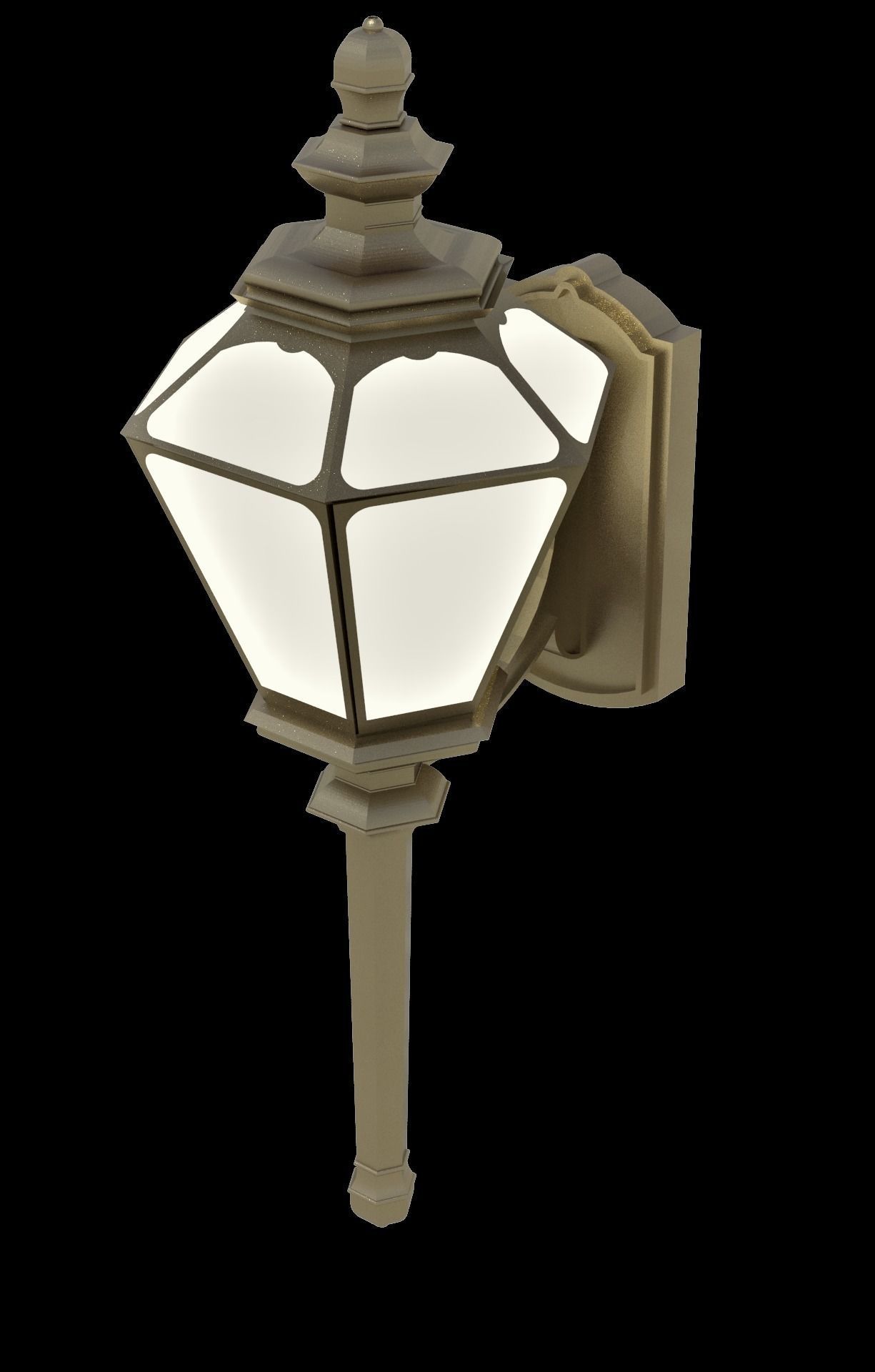 Wall hung ornate architectural scene light exterior fixture
