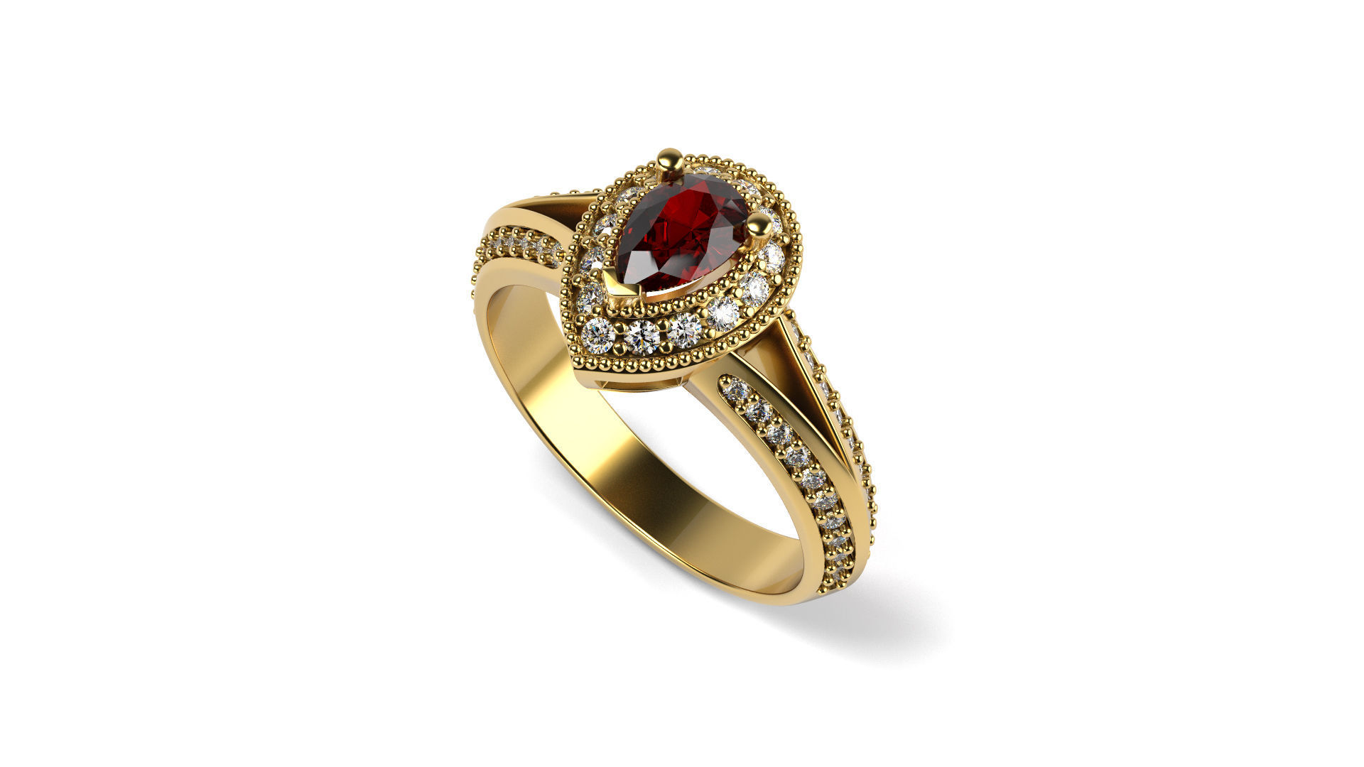 Pear Interesting Engagement Ring 3D print model