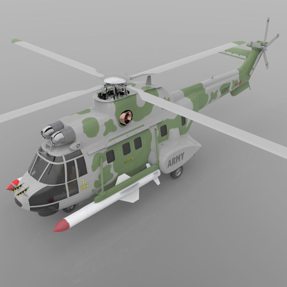 Super Puma AS332B Helicopter 3D model CGTrader