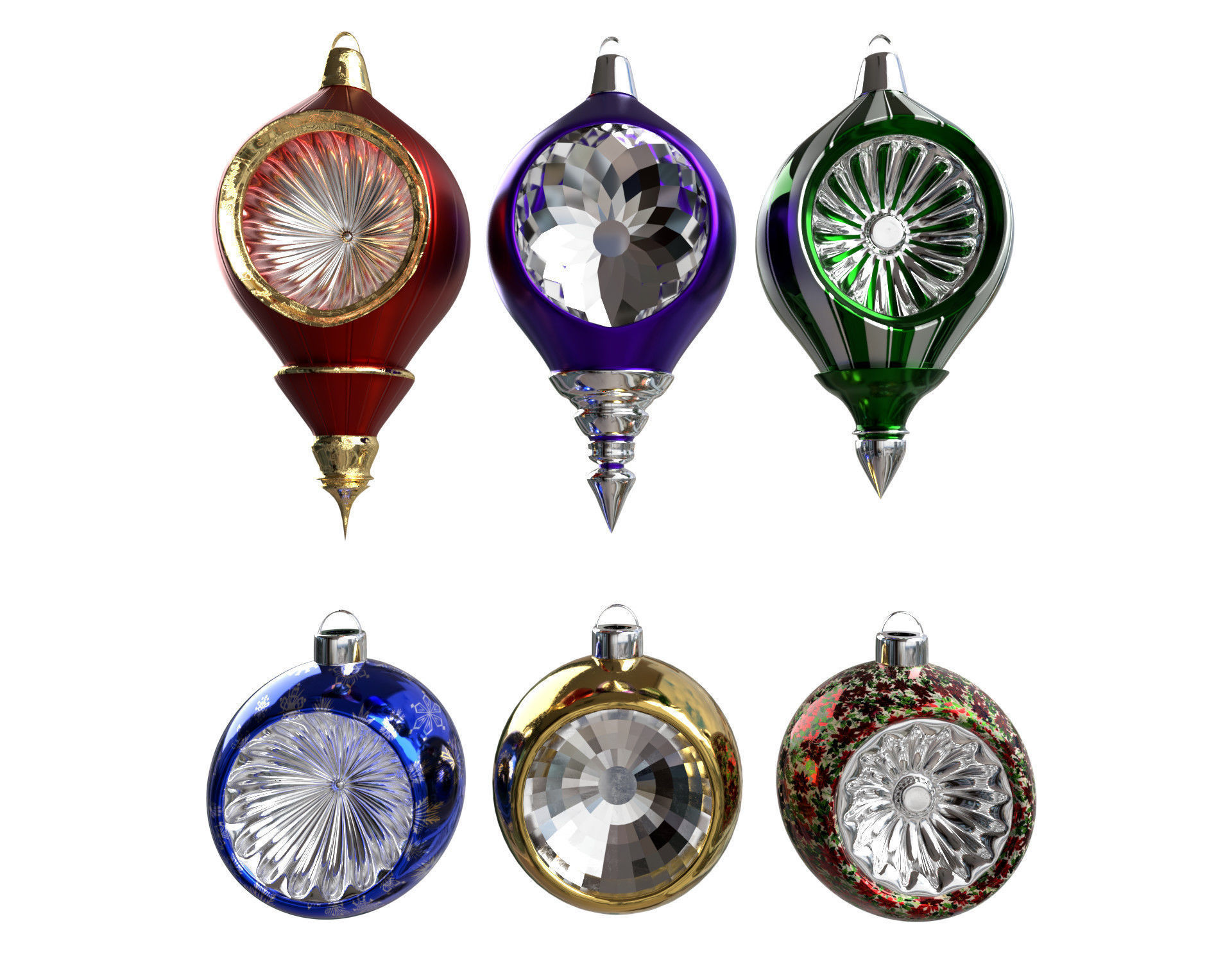 Christmas Baubles Old Fashioned 3D model CGTrader