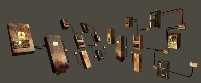 free game ready fusebox collection clean and 3d assetfree game ready fusebox collection clean and rusty 3d model low poly obj mtl