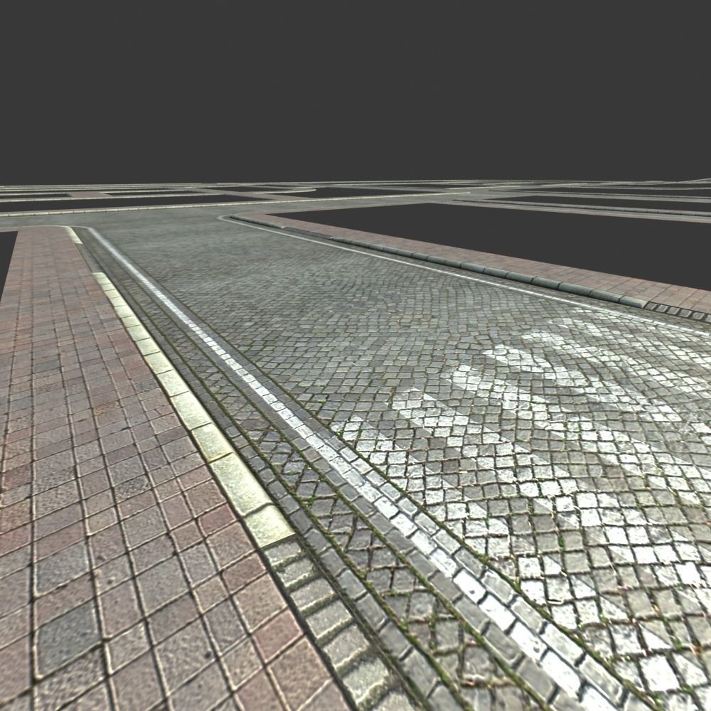 3D model Modular Streets Pavement VR / AR / low-poly MAX OBJ FBX ...