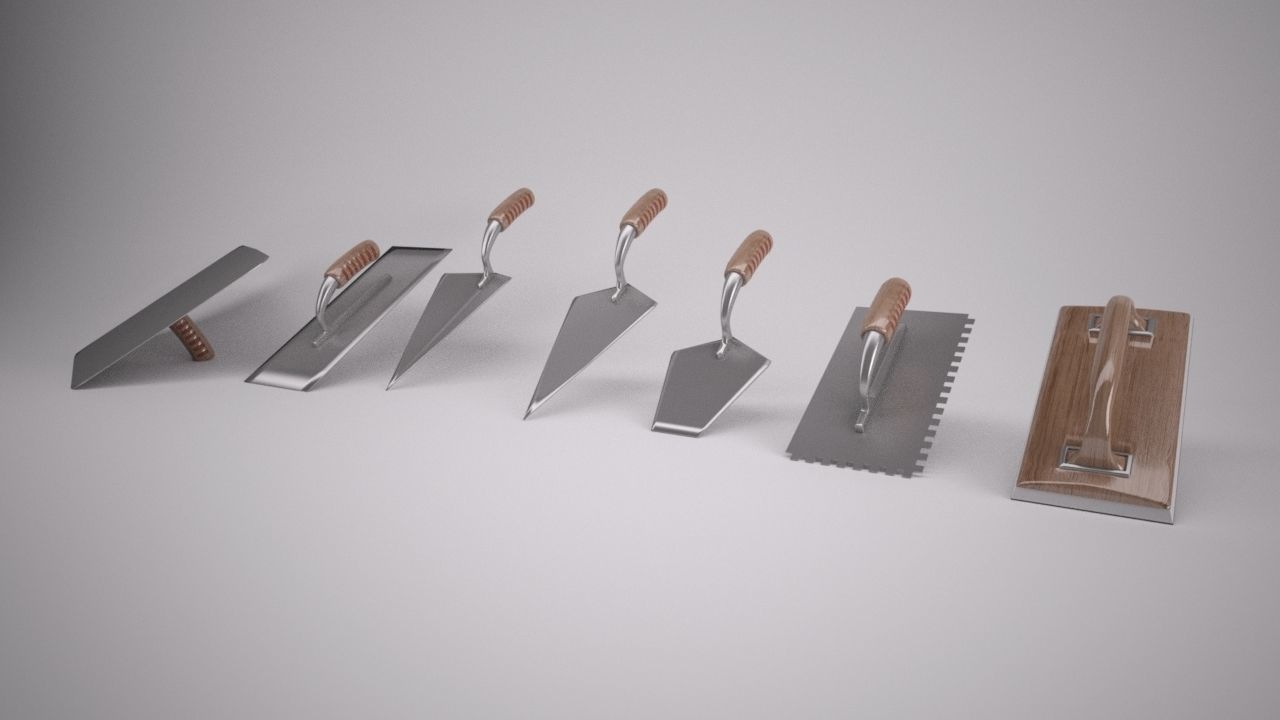 Mortar and Plastering Tools 3D model CGTrader