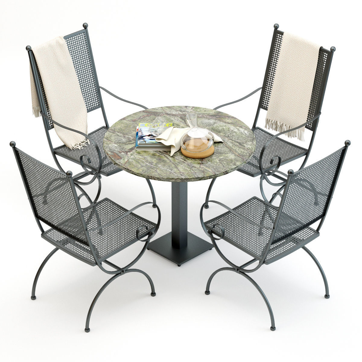 3d Wrought Iron Chair And Table Set Cgtrader Wrought Iron Chair And Table Set 3d Model Max Obj Fbx Mtl 1