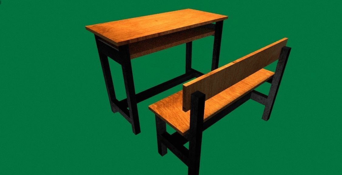 School Desk 3D model 3D printable CGTrader
