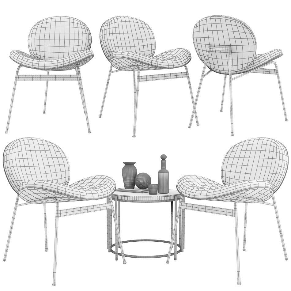 Lounge Chair Jane and Side Table Messina Nesting West Elm 3D model