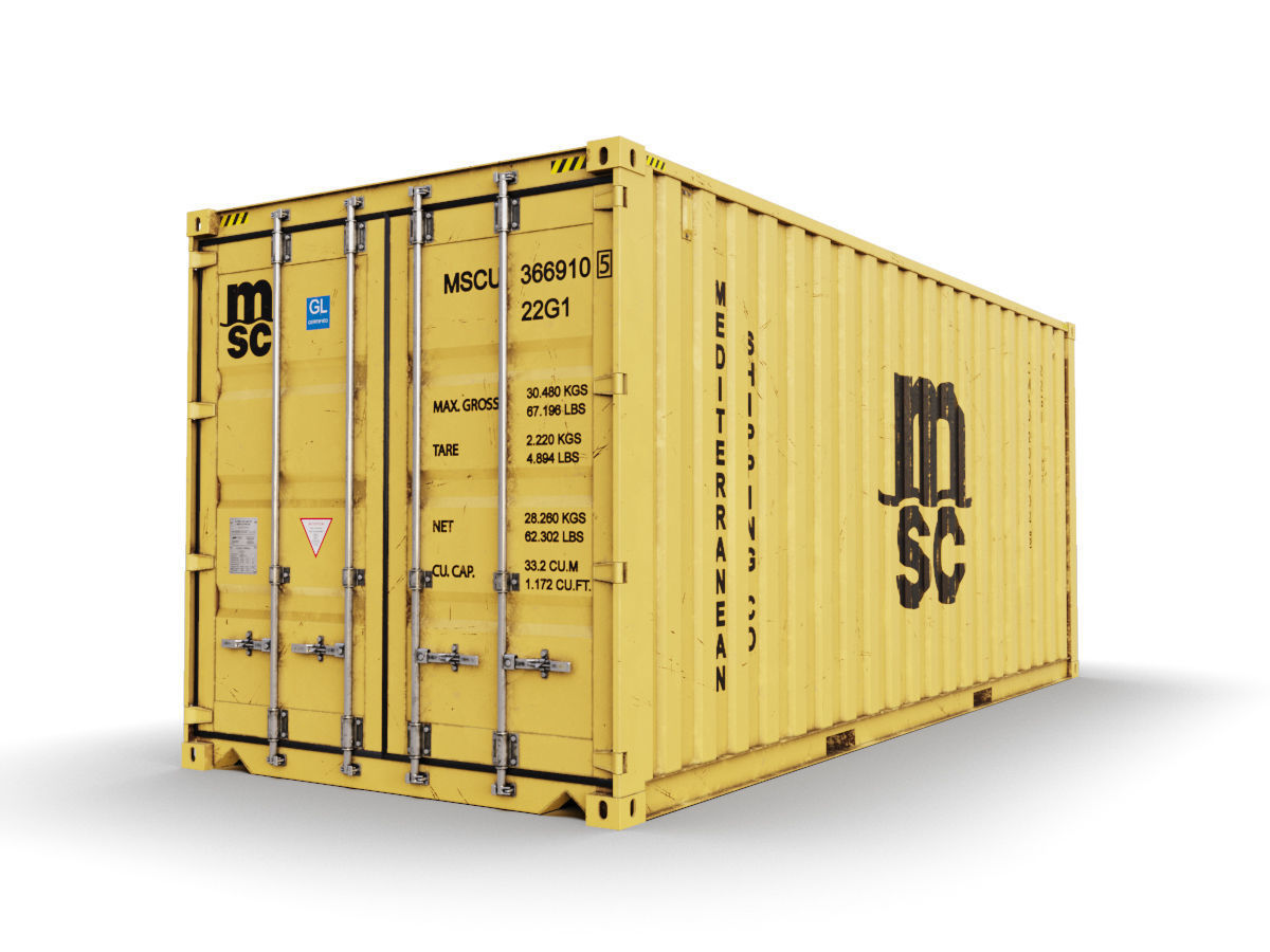 20 feet MSC standard shipping container 3D model CGTrader