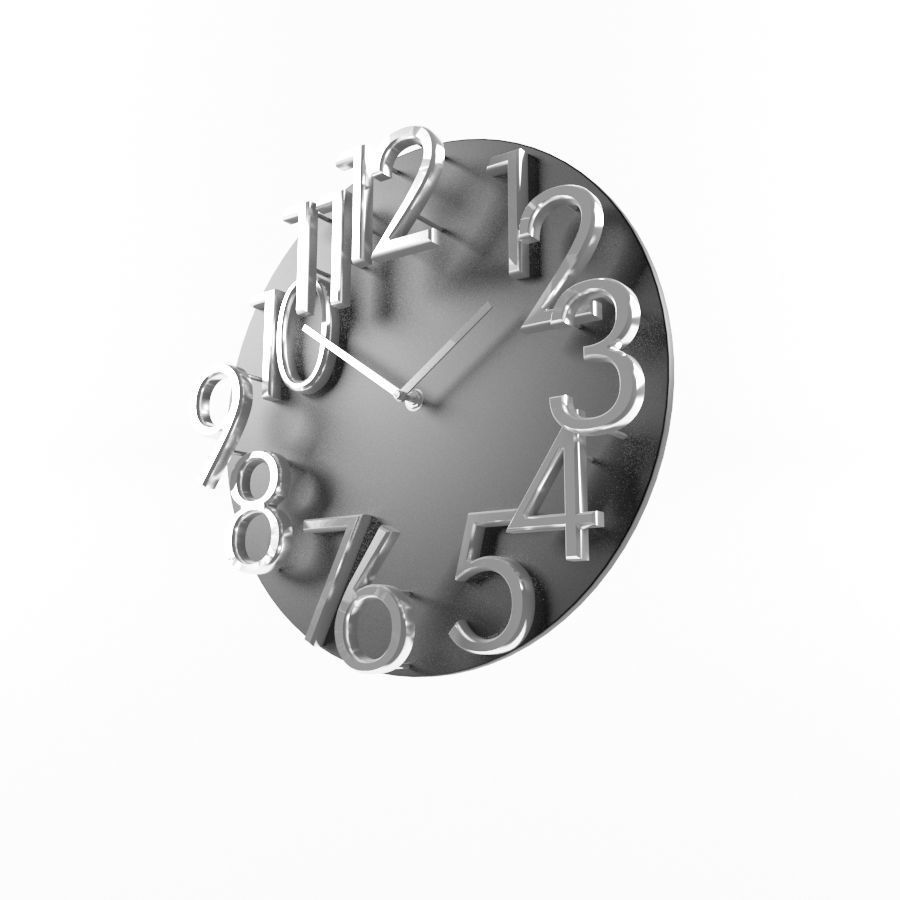 set watch wall clock with numbers silver 3D model CGTrader