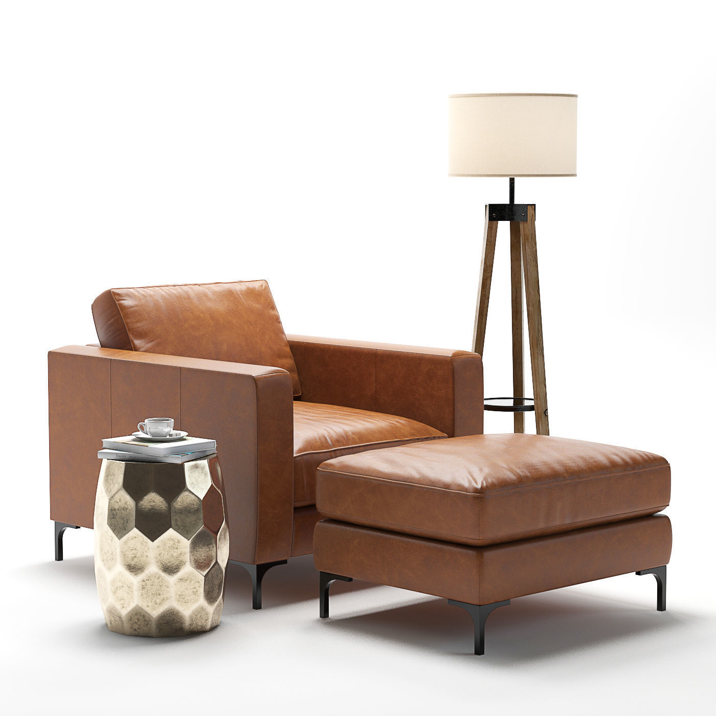 Pottery Barn Jake Leather Armchair 3D model CGTrader