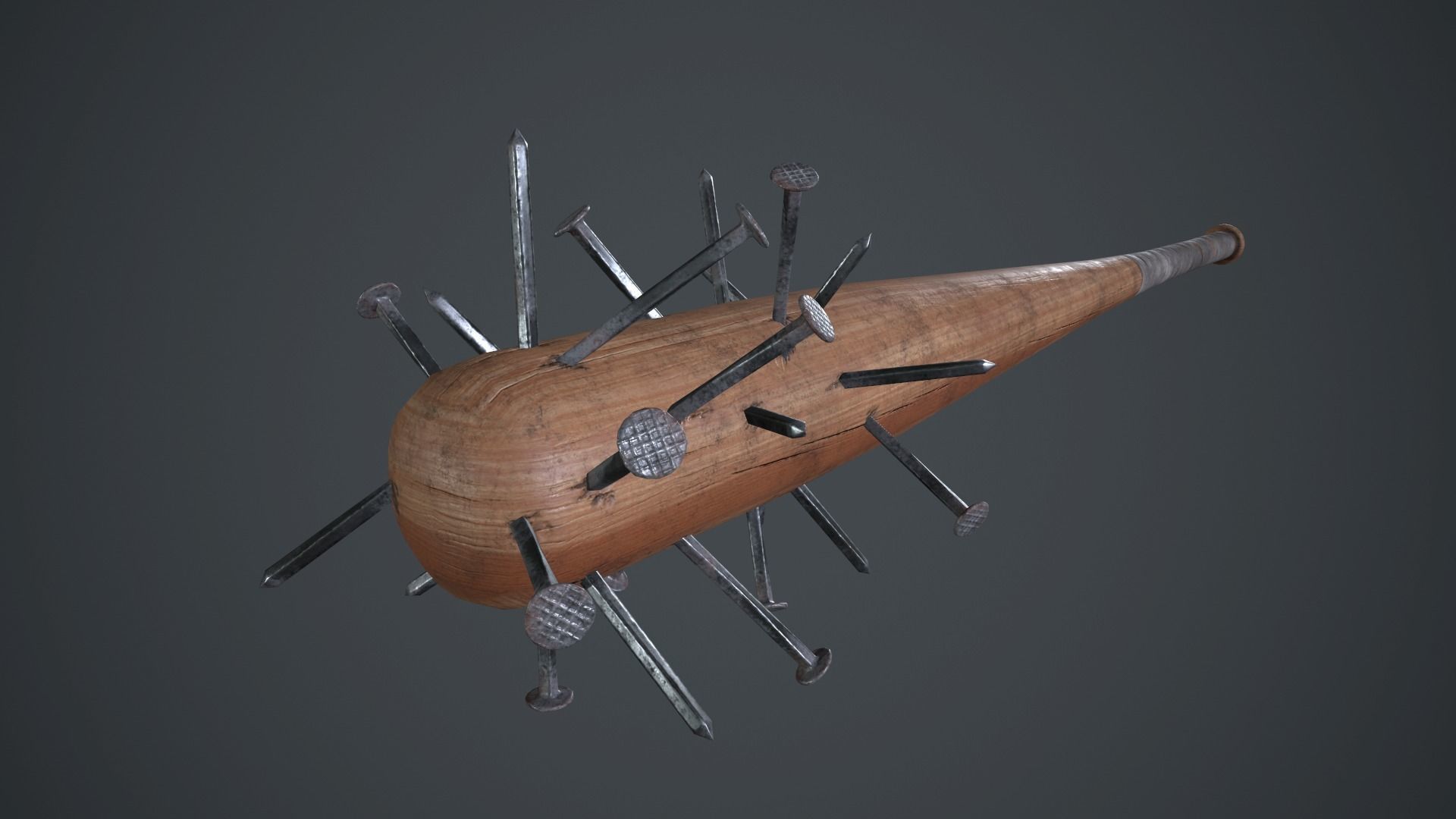 3D model Baseball Bat Weapon With Metal Nails PBR Game Ready VR / AR