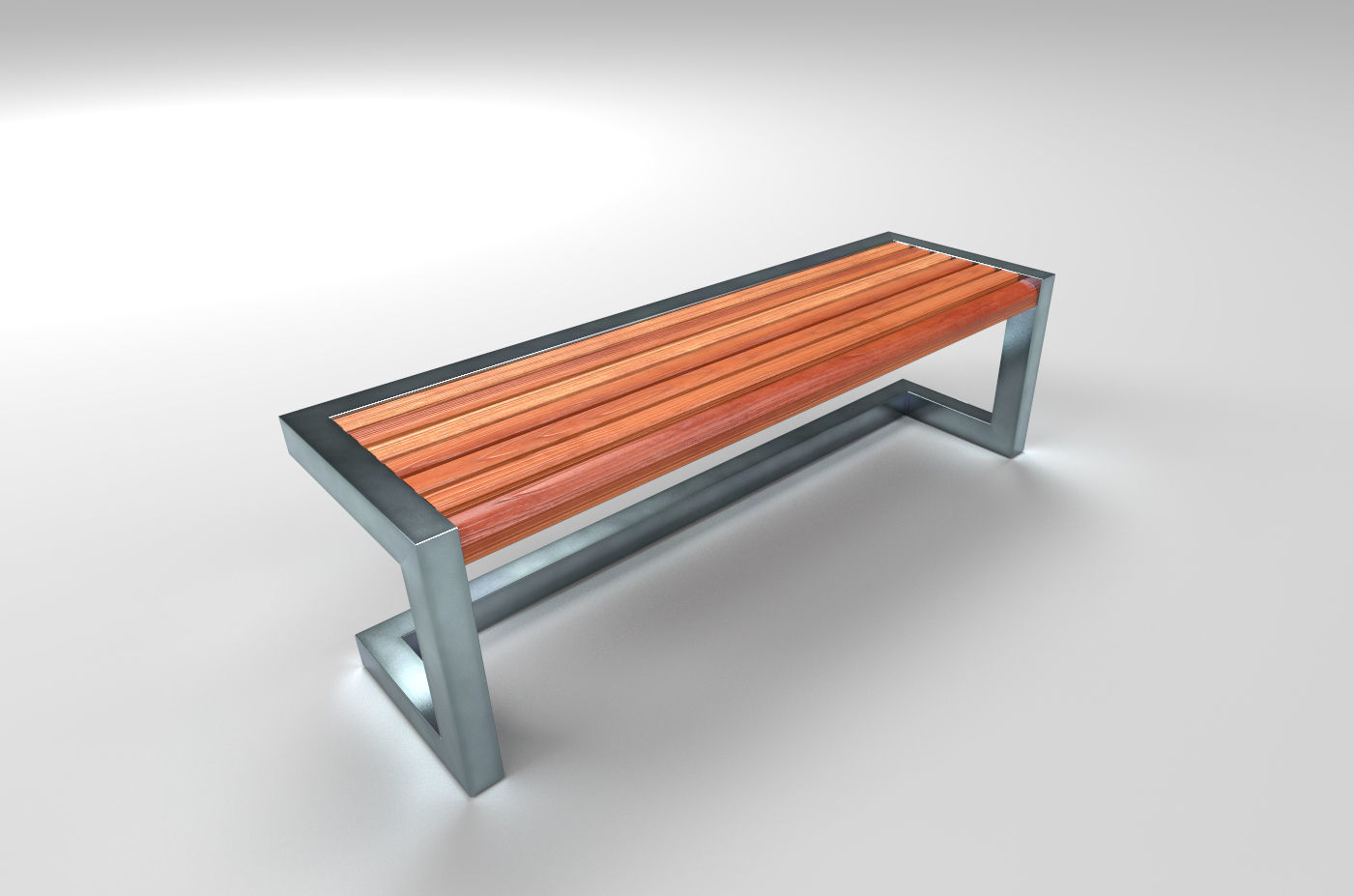Architectural Park Wood stainless steel Bench 3D asset
