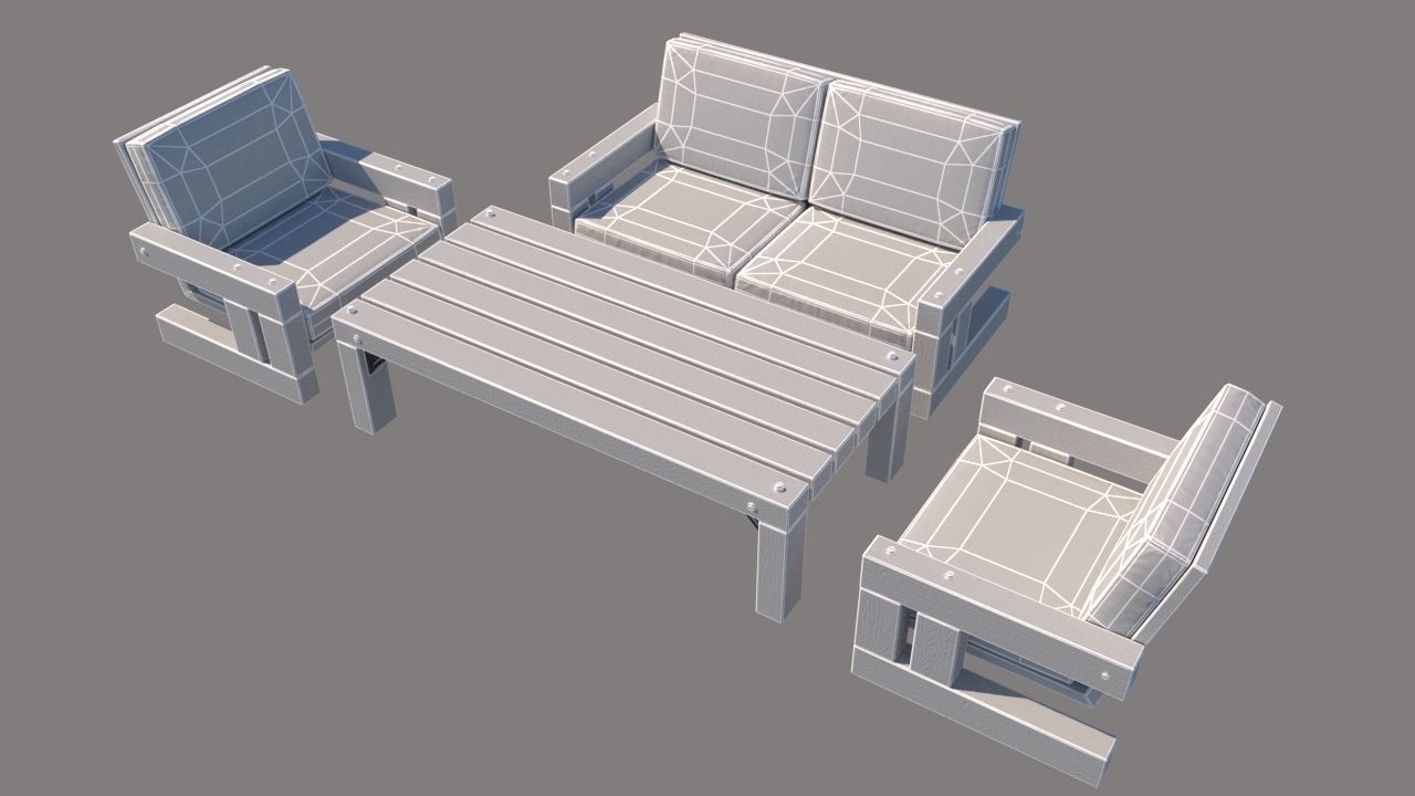 3D model outdoor furniture collection model VR / AR / lowpoly CGTrader