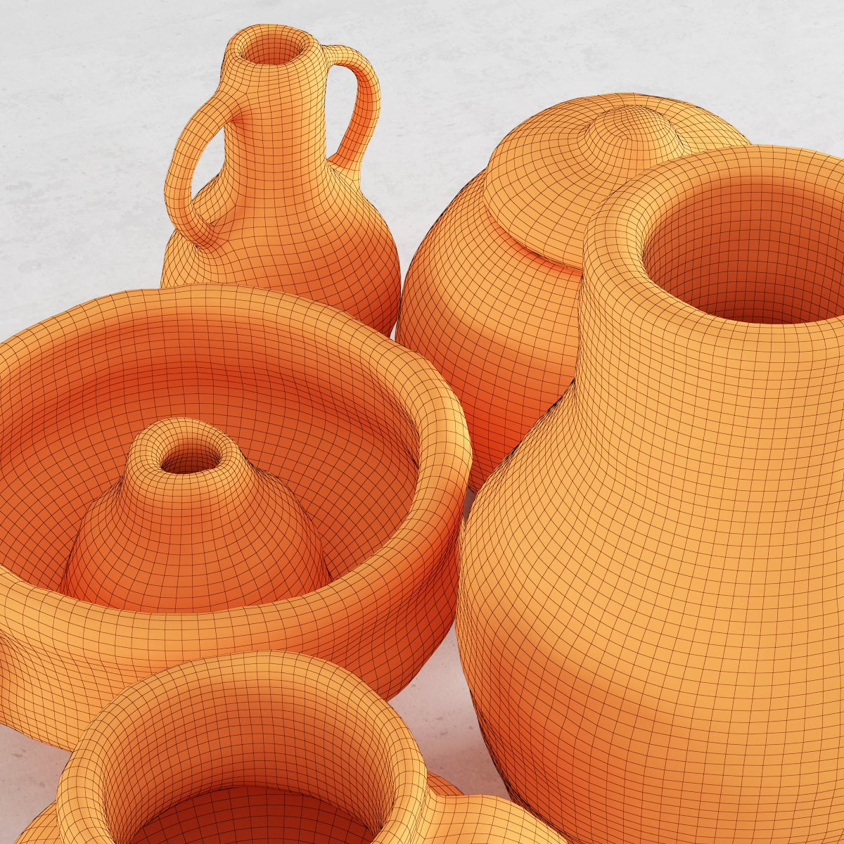 Old clay dishes n2 3D model CGTrader