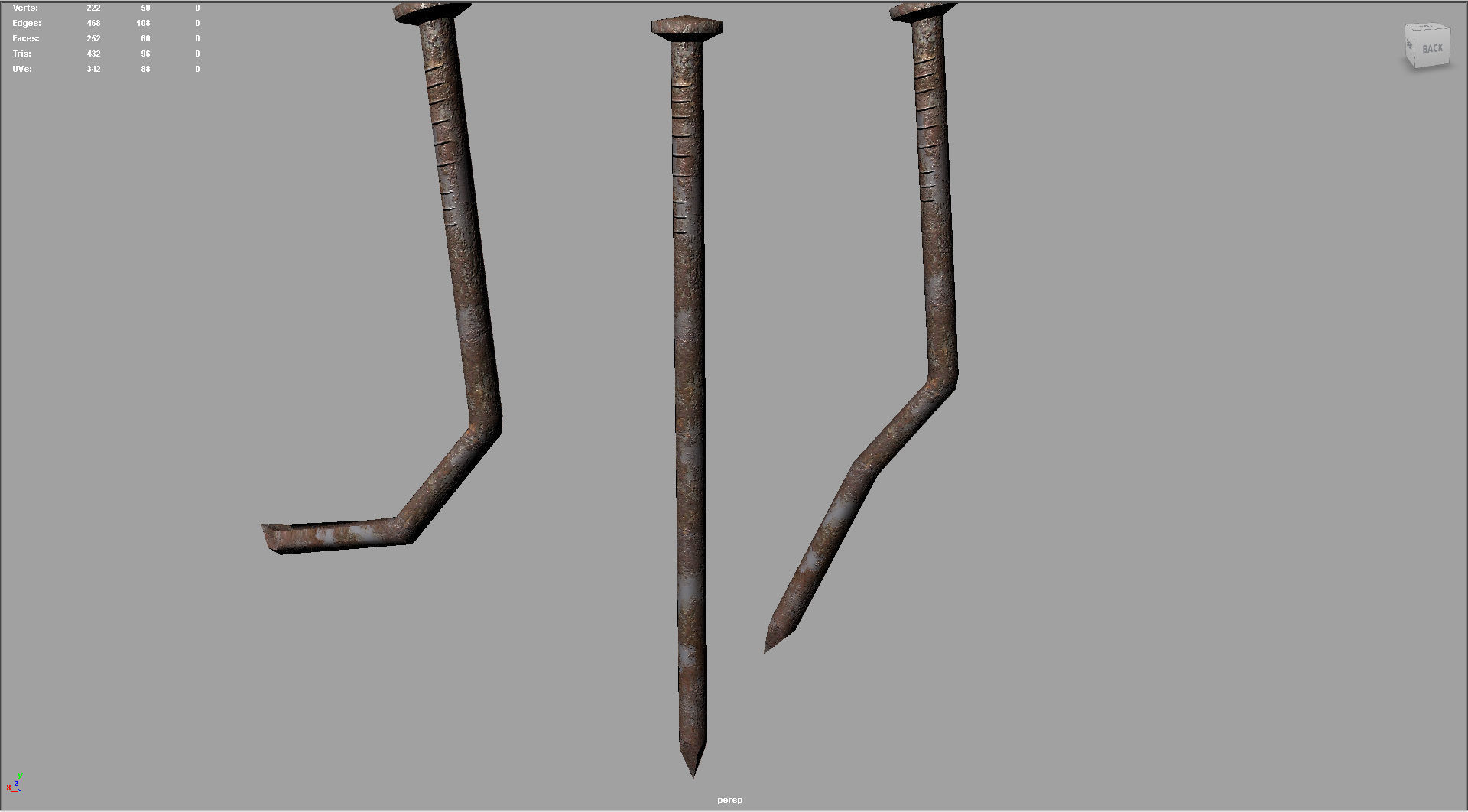 3D model rusty Metal nail Game Ready VR AR VR / AR / lowpoly